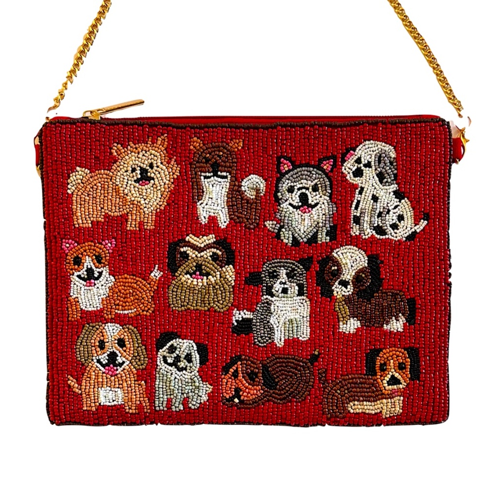 Lily Posh Beaded Dog Crossbody Mini Clutch Bag, Dachshund Bag - Picture 2 of 3
